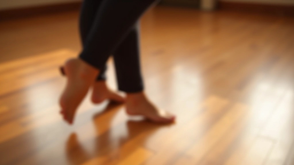 Close-up view of dancers' feet showing the basic bachata step pattern on a wooden dance floor